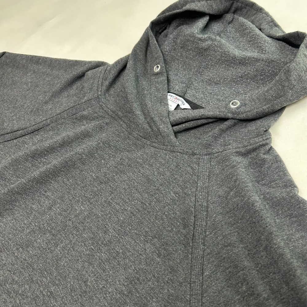 Vintage Tommy Hilfiger Hoodie Mens Large Gray Lightweight Pullover Fleece Soft